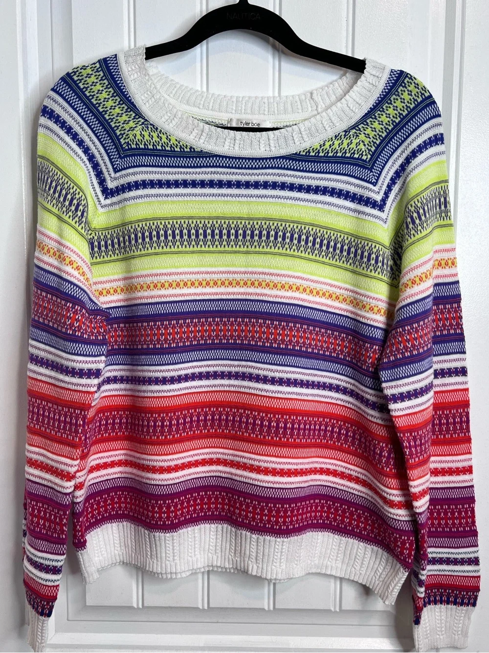 Tyler Boe Multicolor Striped Fair Isle Crewneck Sweater.‎ Size Small.